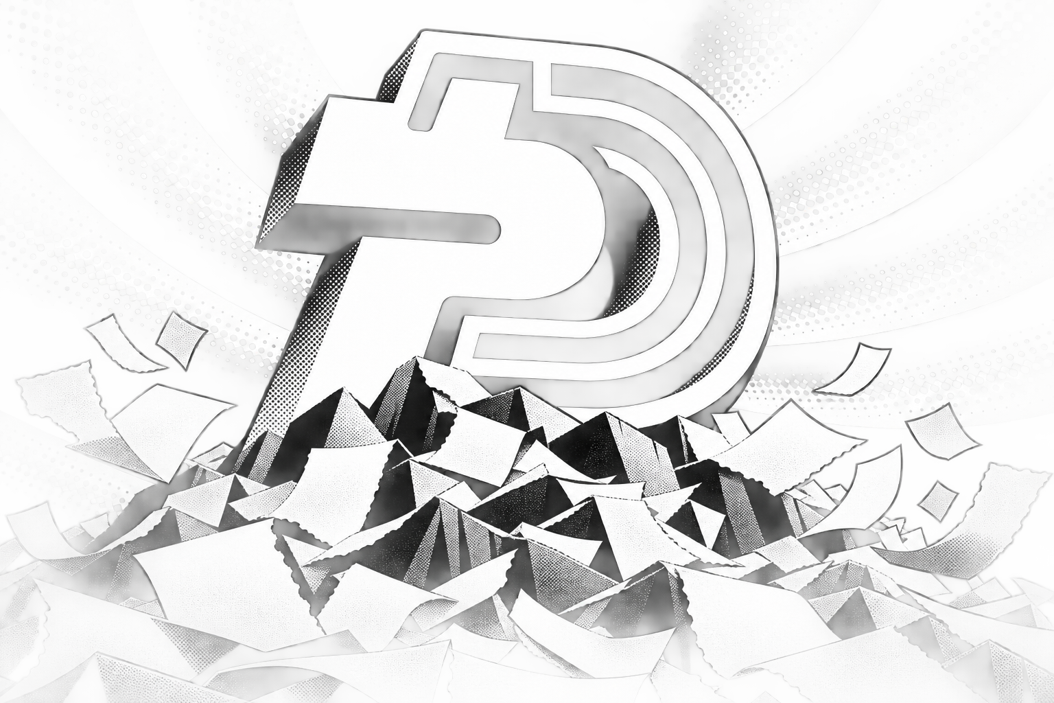 PaidDebt logo over flying papers
